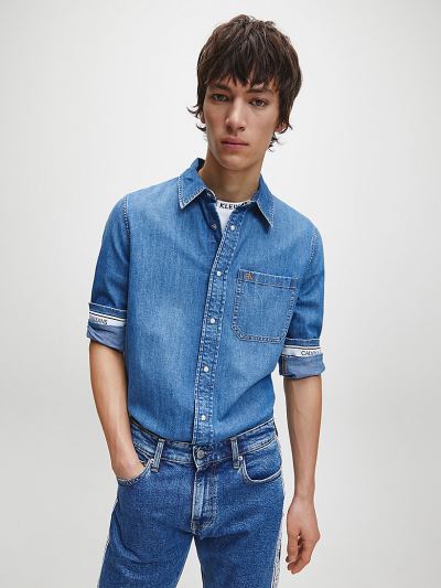 Calvin Klein Ruhák HU755437 | Calvin Klein Denim Férfi Ing Világoskék Kék